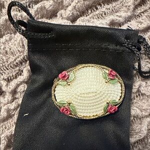 Embellished Cream Floral Beaded Brooch - Elegant Accent